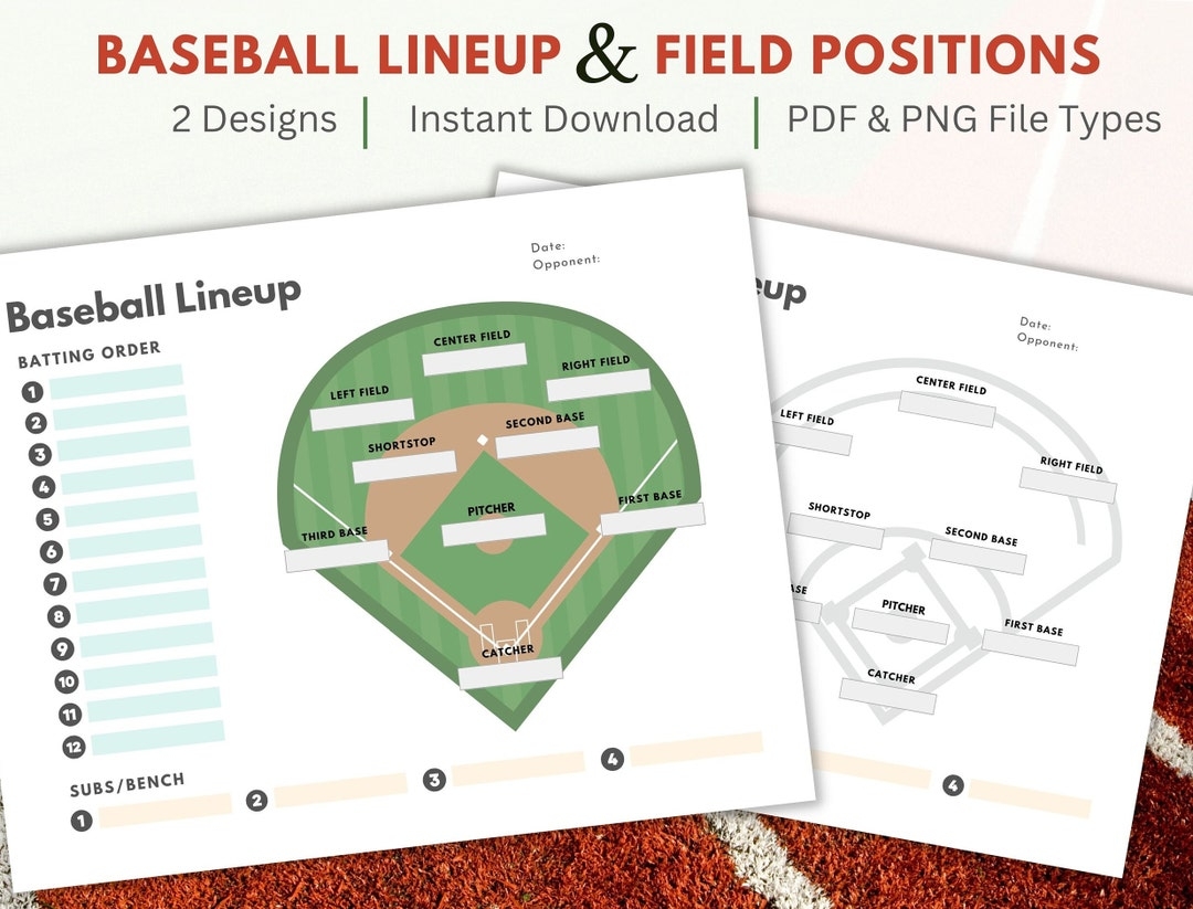 Printable Baseball Lineup And Field Position Sheet Batting Order Instant Download For Coach And Team Mom Team Dad For Game Day Etsy Ireland