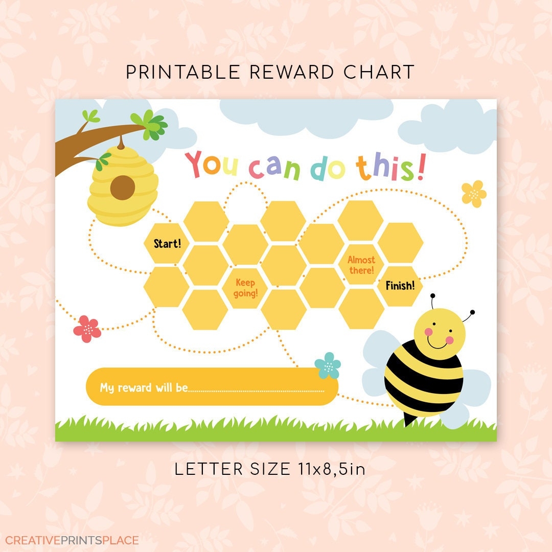 Printable Bee Reward Chart Kids Potty Training instant Download Etsy Printable Bee Reward Chart Kids Potty Training instant Download Etsy