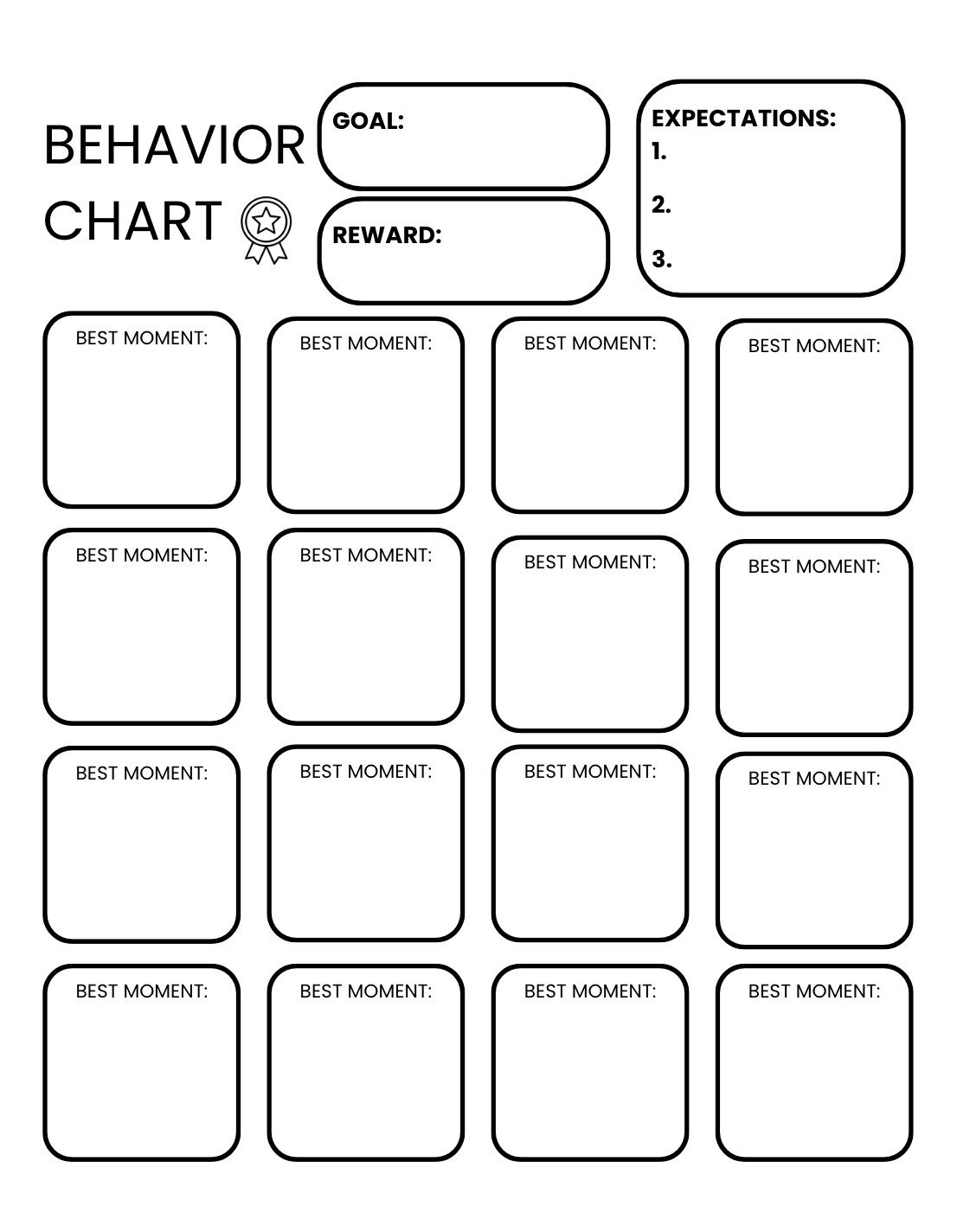 Printable Behavior Charts Child Therapy Guide