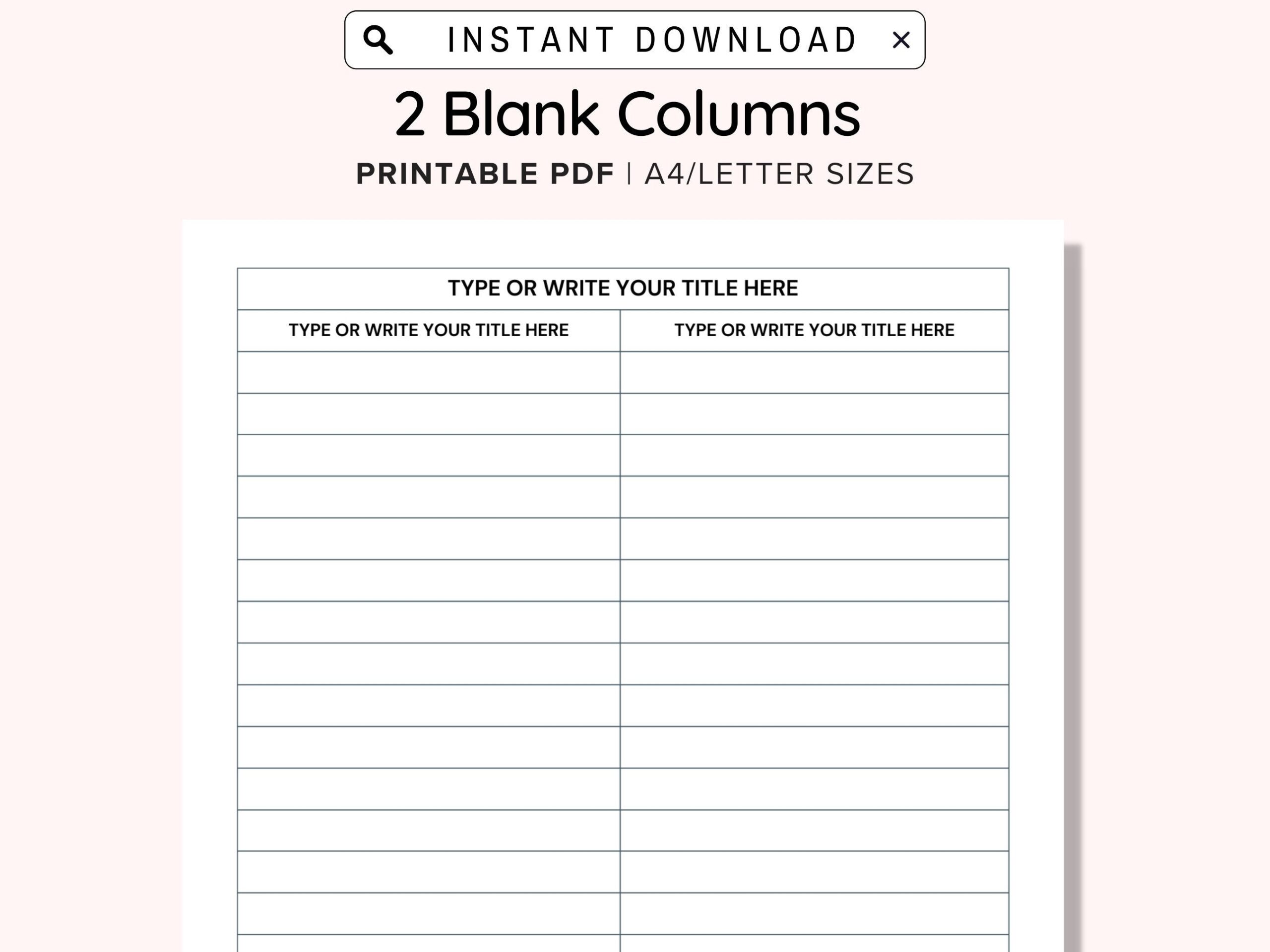 Printable Blank 2 Columns List Text Input And Print And Write Printable Blank 2 Columns List Text Input And Print And Write