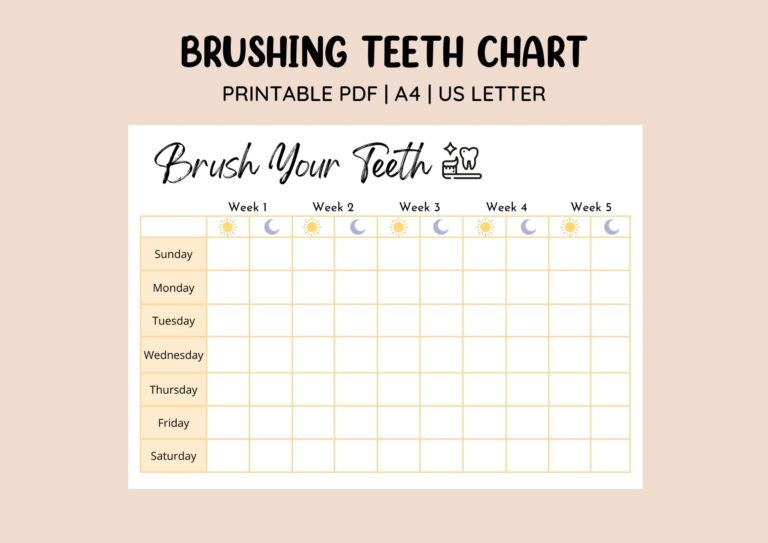 Printable Brushing Teeth Chart Toddler Brushing Kids Routine Monthly Brushing Checklist Toothbrush Schedule Print Yourself Etsy