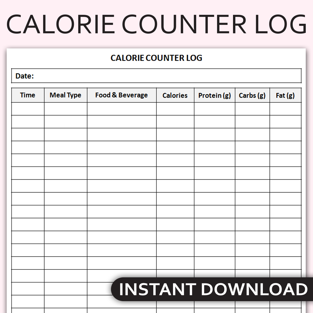 Weekly Calorie Counter Chart Printable