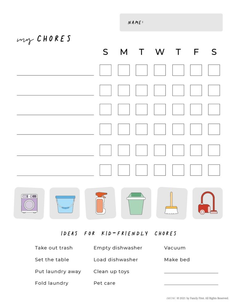 Printable Chore Chart For Kids IMOM