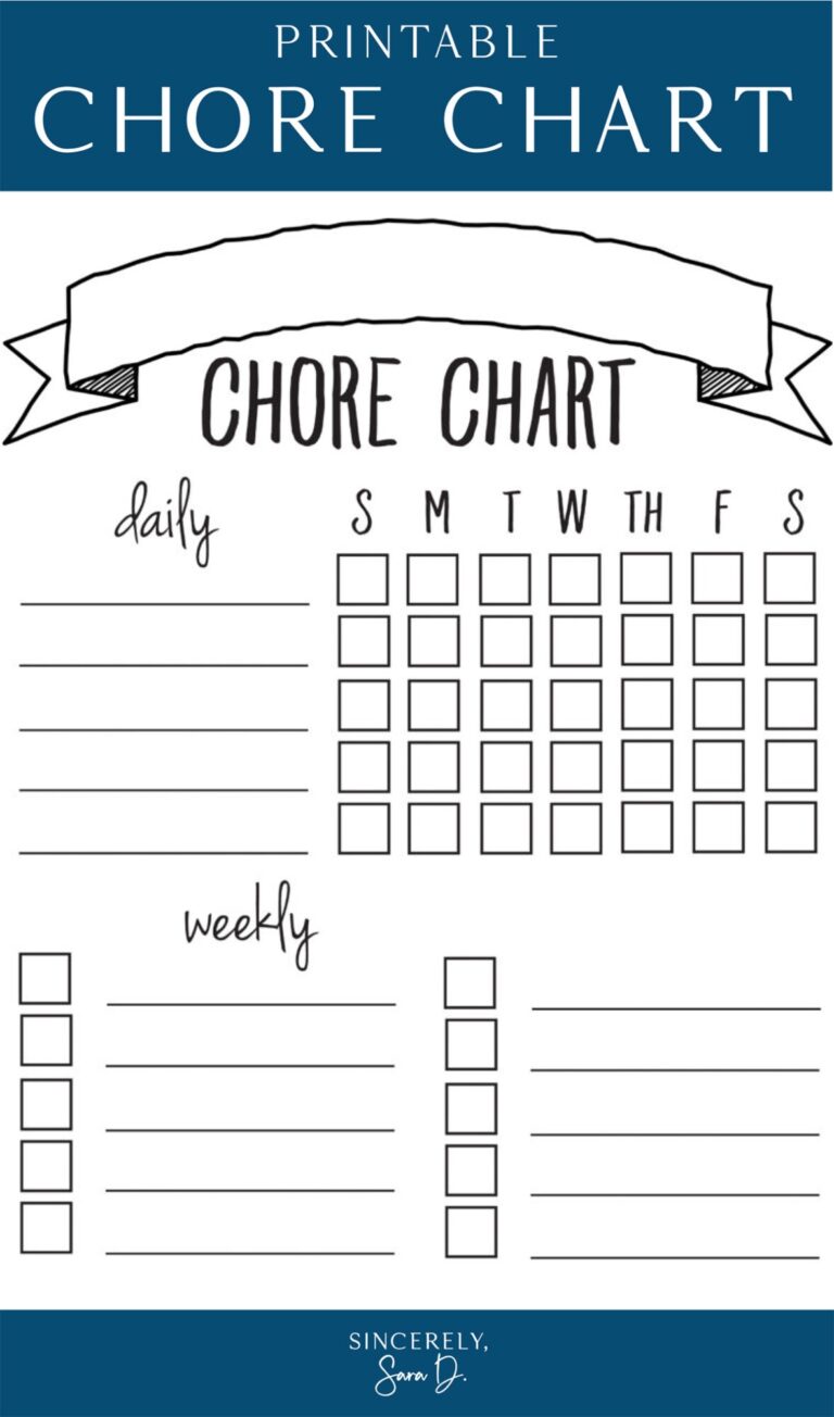 Printable Chore Chart Sincerely Sara D Home Decor DIY Projects