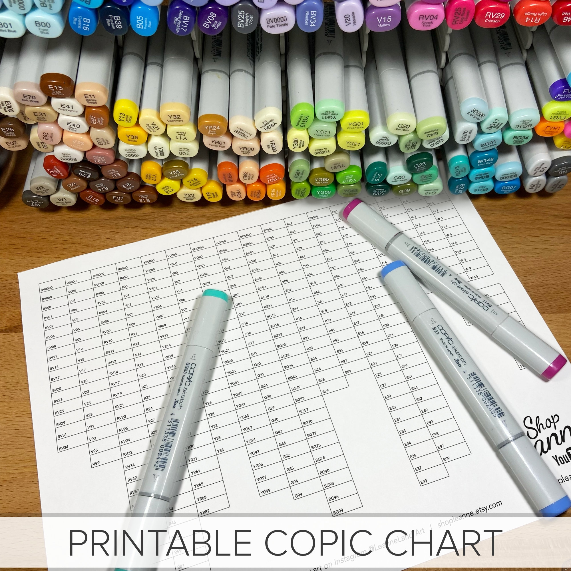 PRINTABLE COPIC Marker Chart Full Marker Chart Print And Colour Easy Art Reference Etsy
