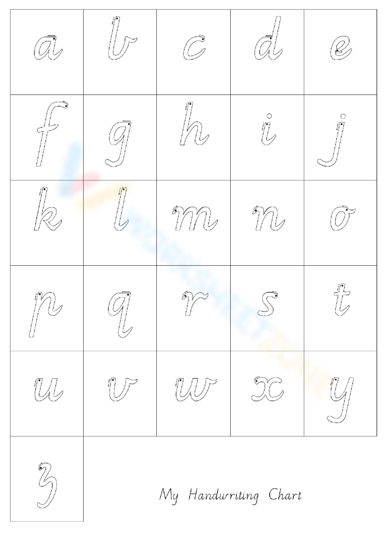 Printable Cursive Letters Chart Worksheets