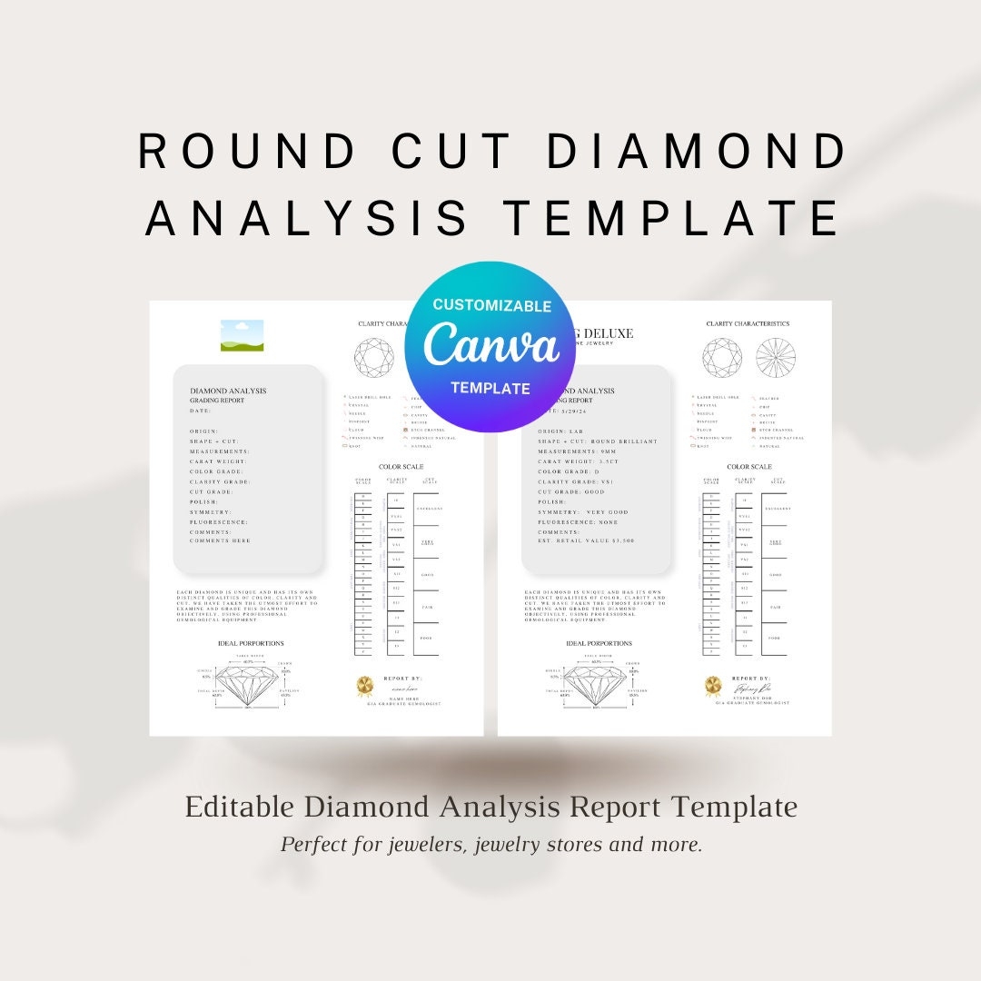 Printable Diamond Grading Chart Diamond Analysis Report Template Customizable Grading For Printable Diamond Grading Chart Diamond Analysis Report Template Customizable Grading For