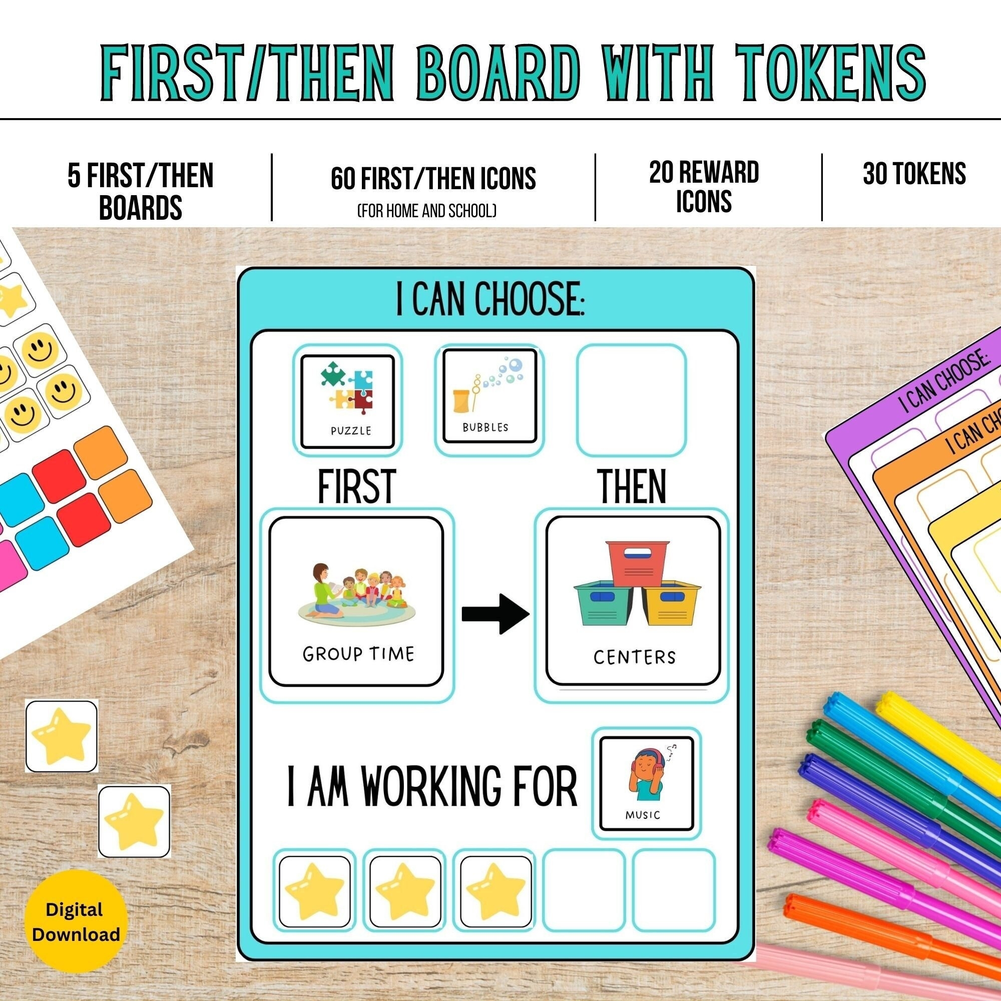 Printable First then Board Toolkit Autism Visuals Routines Rewards digital Download Etsy