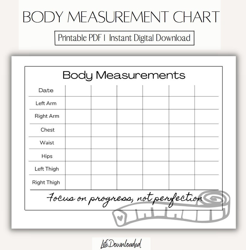 Printable Fitness Tracker Body Measurement Tracker weight Loss Tracker Body Progress Chart Muscle Tracker Fitness Progress Tracker Etsy