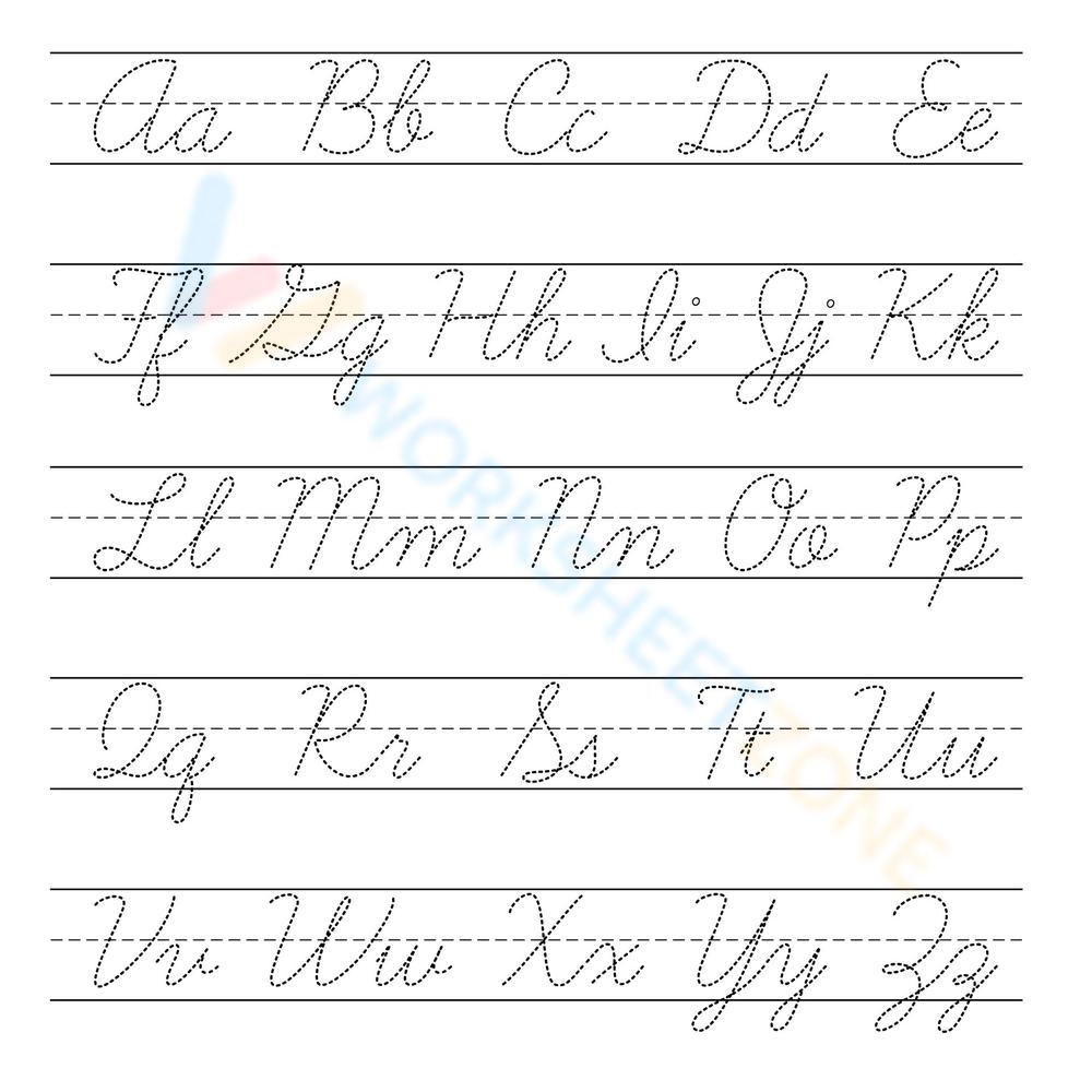 Printable Grade 3 Cursive Letters Chart Worksheets