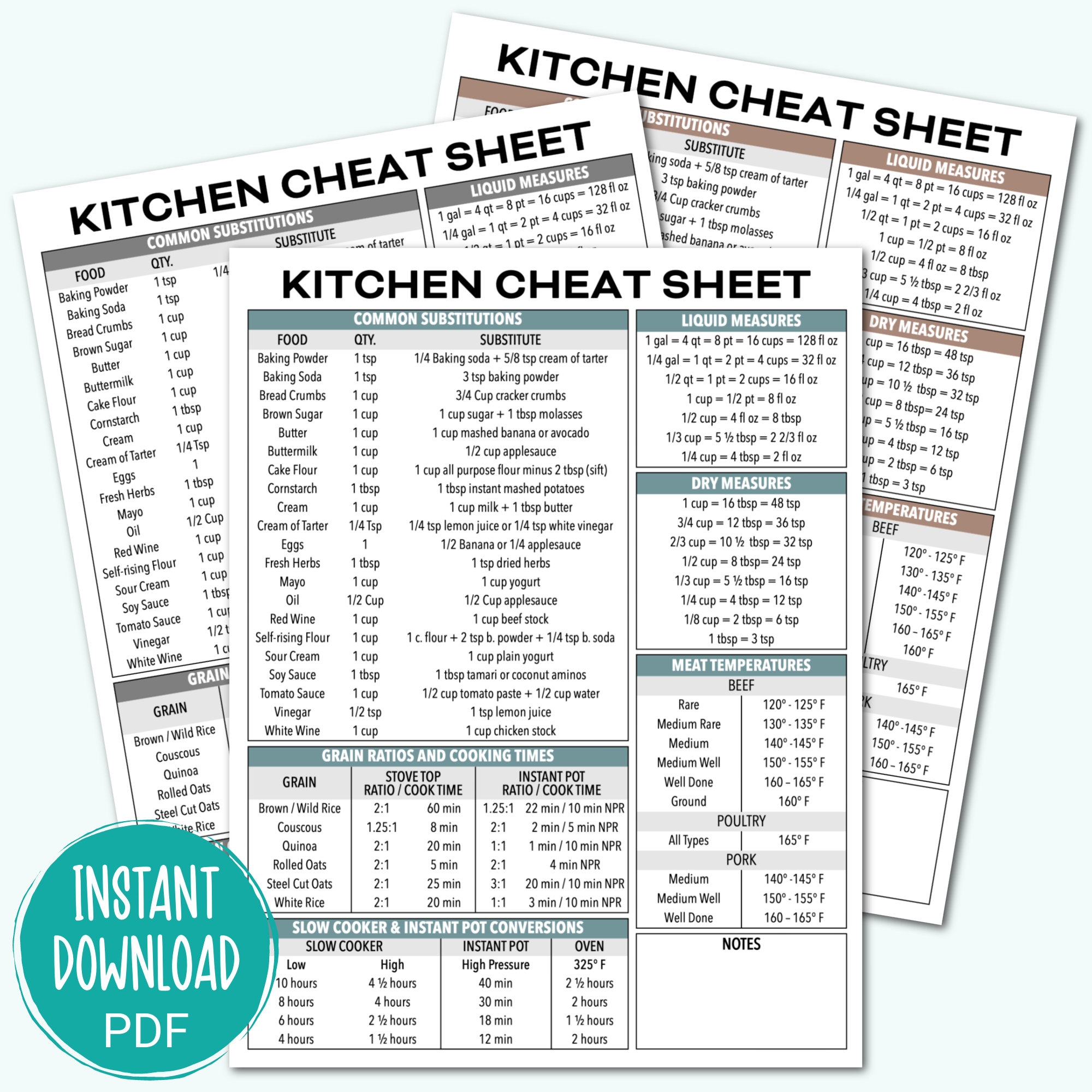 Printable Kitchen Cheat Sheet Kitchen Conversion Chart Kitchen Substitution Chart Meat Temperature Guide Kitchen Guide Printable PDF Etsy Printable Kitchen Cheat Sheet Kitchen Conversion Chart Kitchen Substitution Chart Meat Temperature Guide Kitchen Guide Printable PDF Etsy