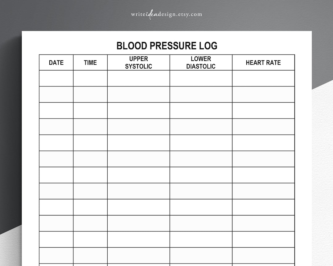 Printable Large Print Blood Pressure Log Blood Pressure Tracker Hypertension Tracker PDF Format US Letter Size Etsy