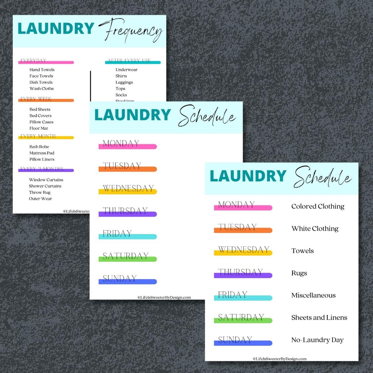 Printable Laundry Charts
