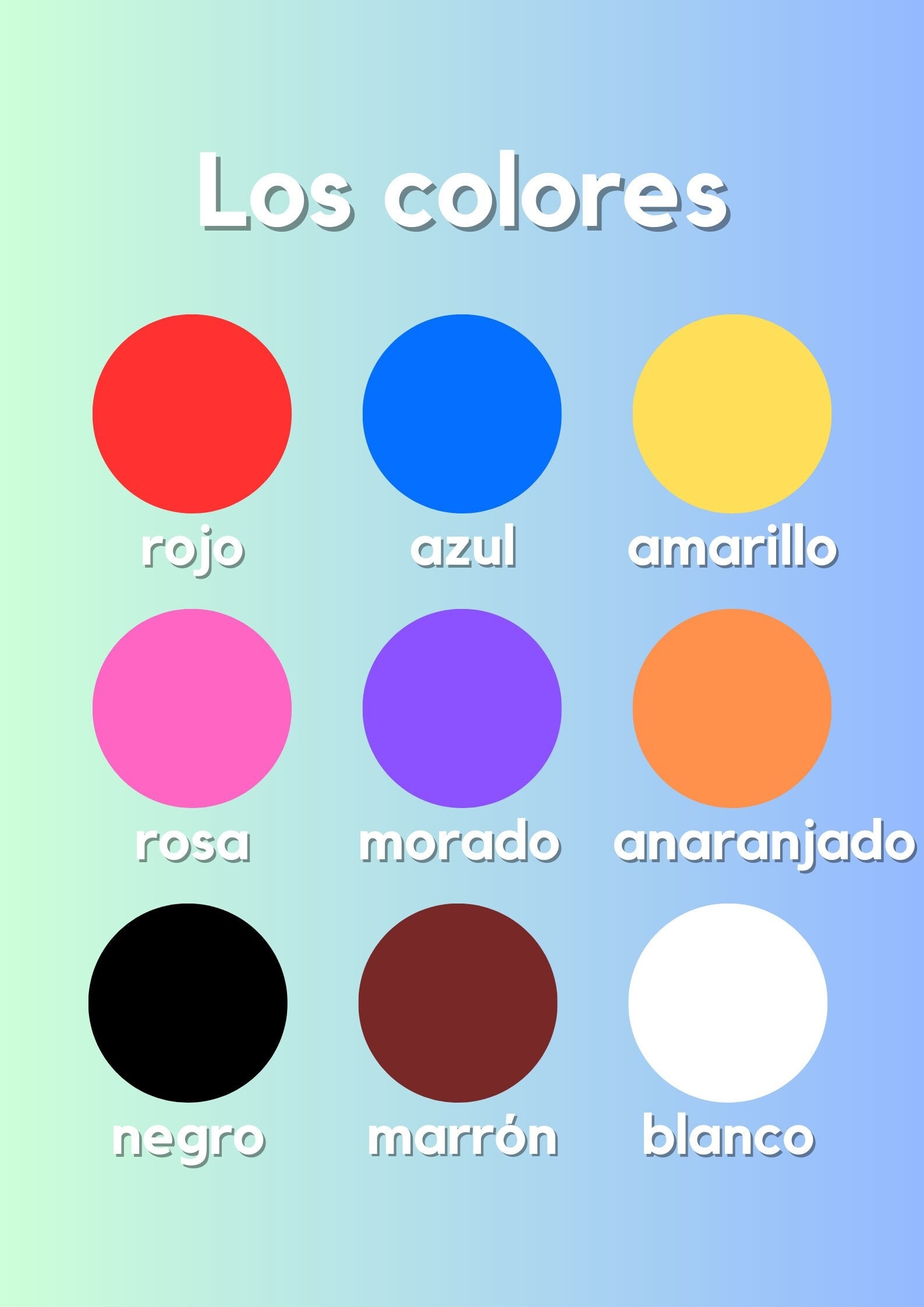 Printable Los Colores spanish Colors Anchor Chart digital Download Etsy