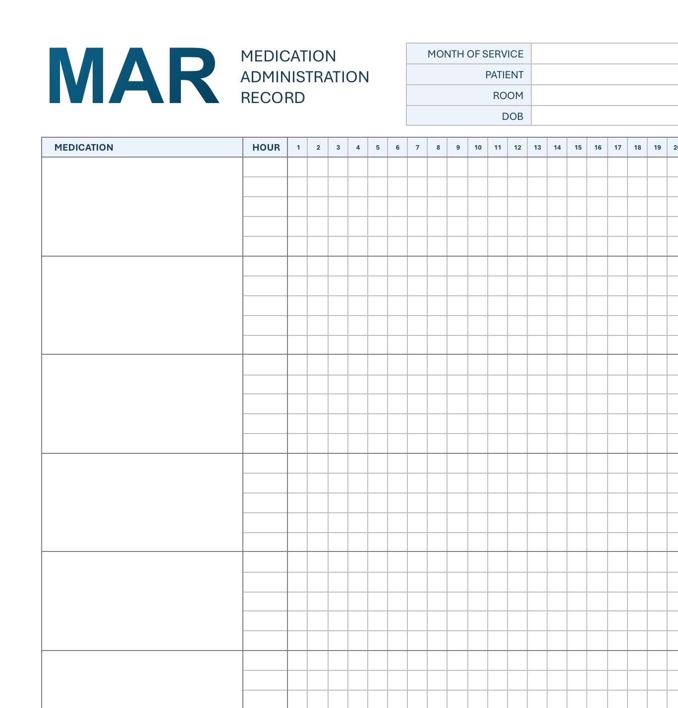 Mar Chart Template Printable Mar Chart Template Printable