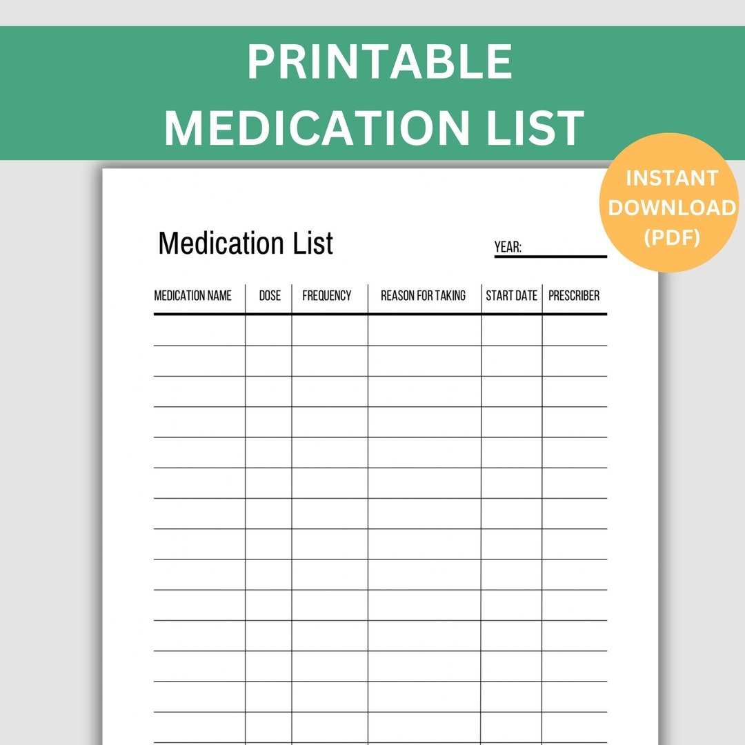 Editable Printable Medication Chart Pdf Editable Printable Medication Chart Pdf