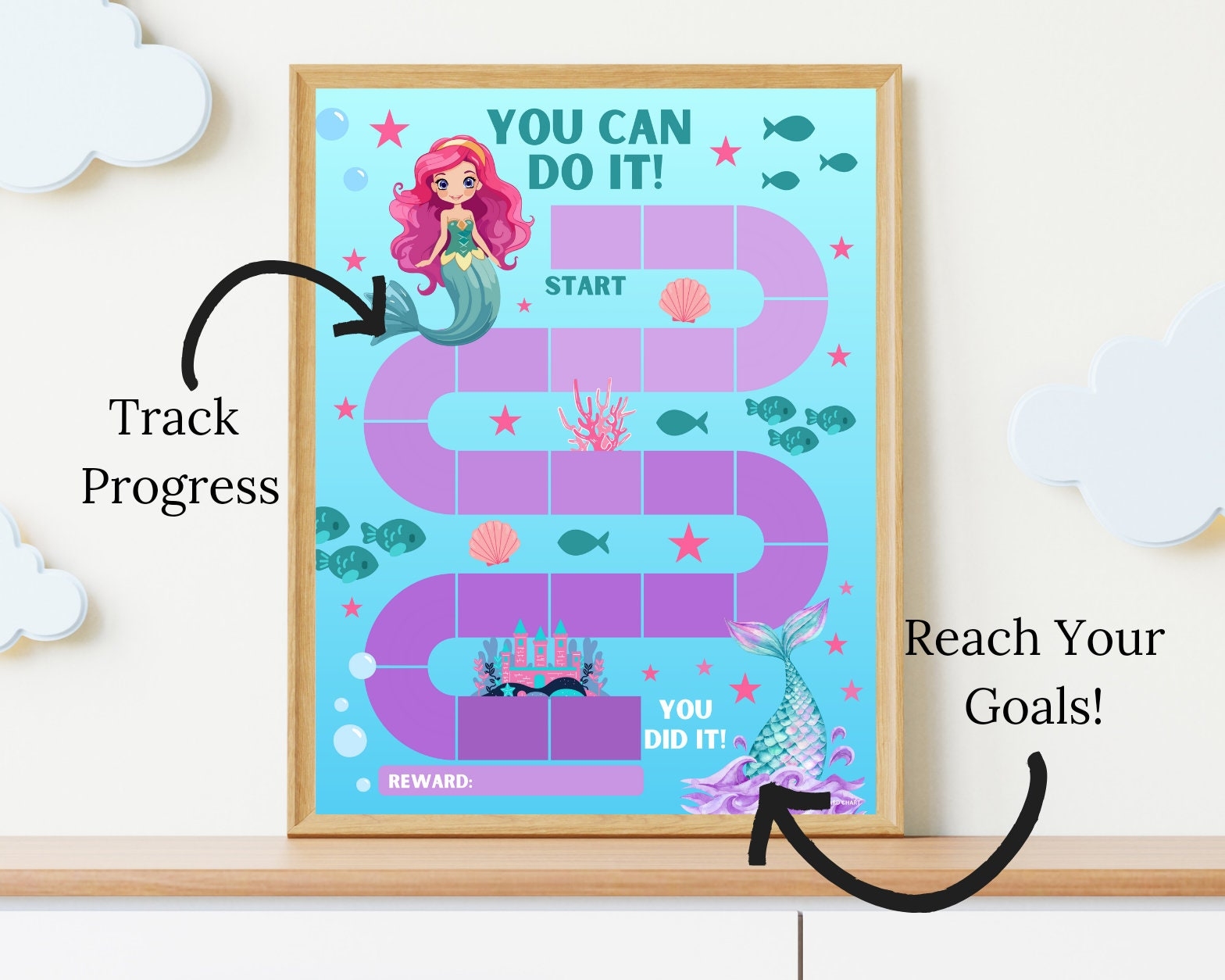 Printable Mermaid Reward Chart Kids Chore Potty Training PDF Etsy