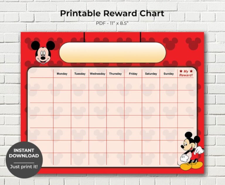 Printable Mickey Mouse Reward Chart Potty Training Chart Children s Sticker Chart Toddler Reward Chart INSTANT DOWNLOAD Etsy Hong Kong