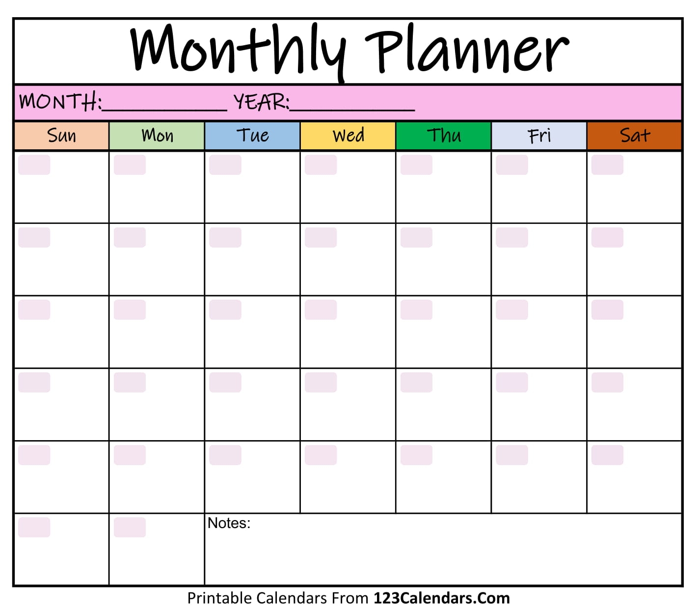 Printable Monthly Chart