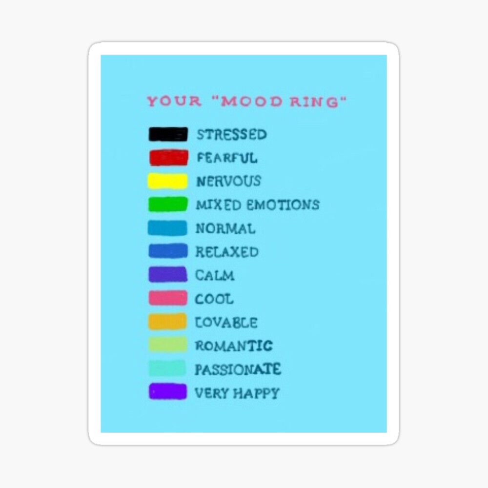 Printable Mood Ring Chart How Ya Feelin Mood Ring Color Guide Poster For Sale By Becidgls