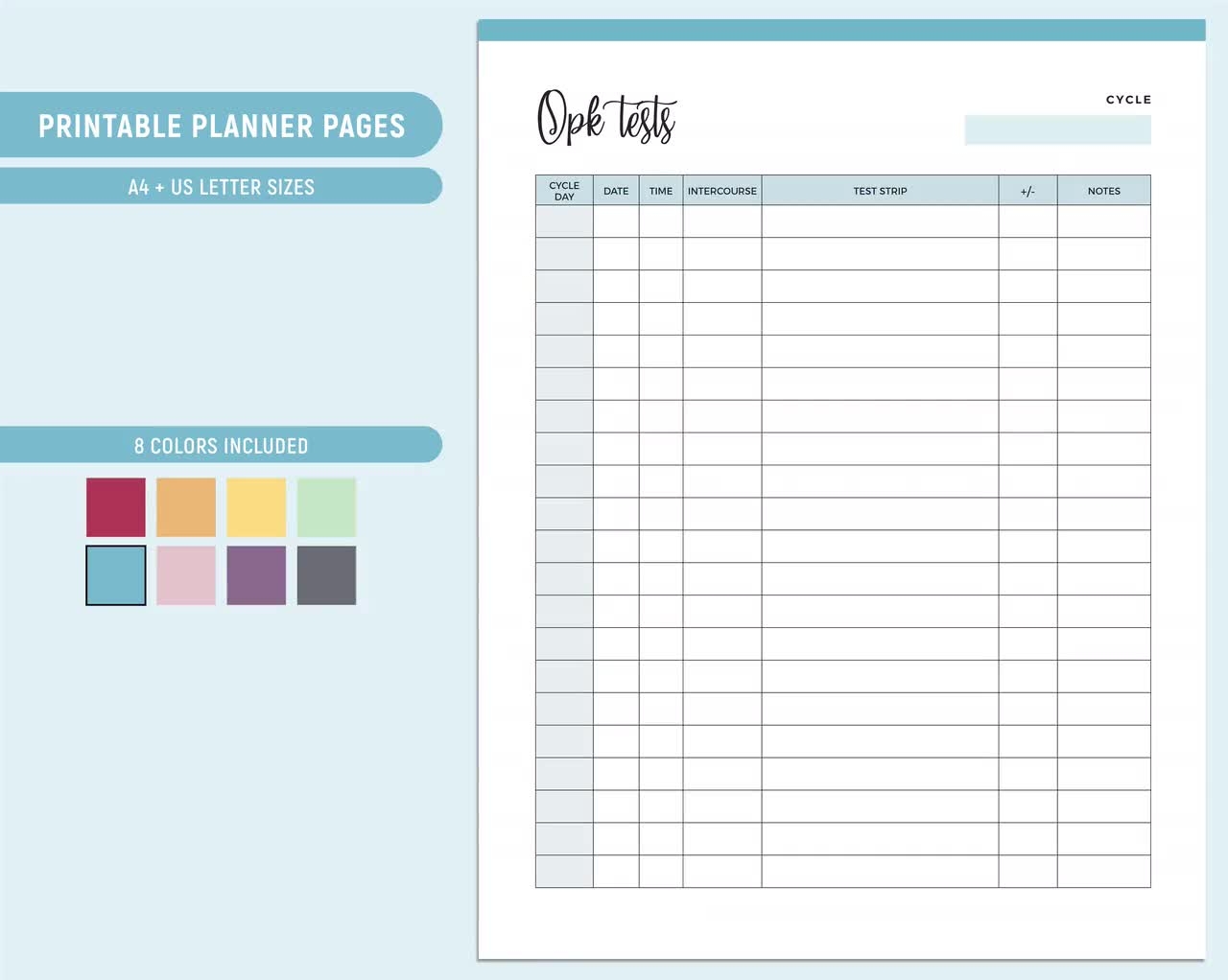 Printable OPK Test Sheet Ovulation Tracker Fertility Planner Ovulation Test Strips Ovulation Record Log Ovulation Planner TTC Planner Etsy Australia
