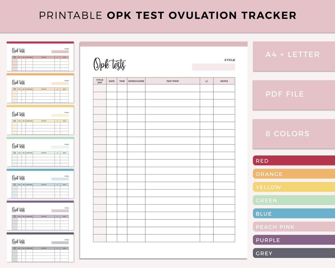 Printable OPK Test Sheet Ovulation Tracker Fertility Planner Ovulation Test Strips Ovulation Record Log Ovulation Planner TTC Planner Etsy