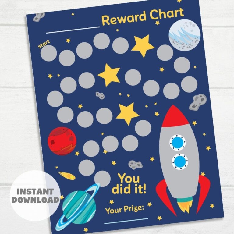 Printable Outer Space Reward Chart Planets Sticker Chart Instant Download Reward Chart Toddler Reward Chart Potty Training Chart Etsy