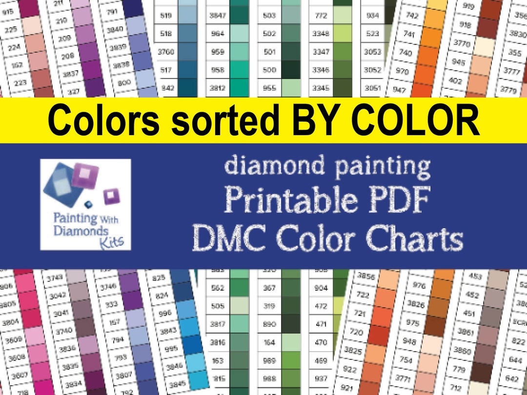 Printable PDF DMC Color Charts Diamond Painting Drill Color Card Diamond Drills Color List Print Your Own Color Chart DMC Diamond Dotz Etsy