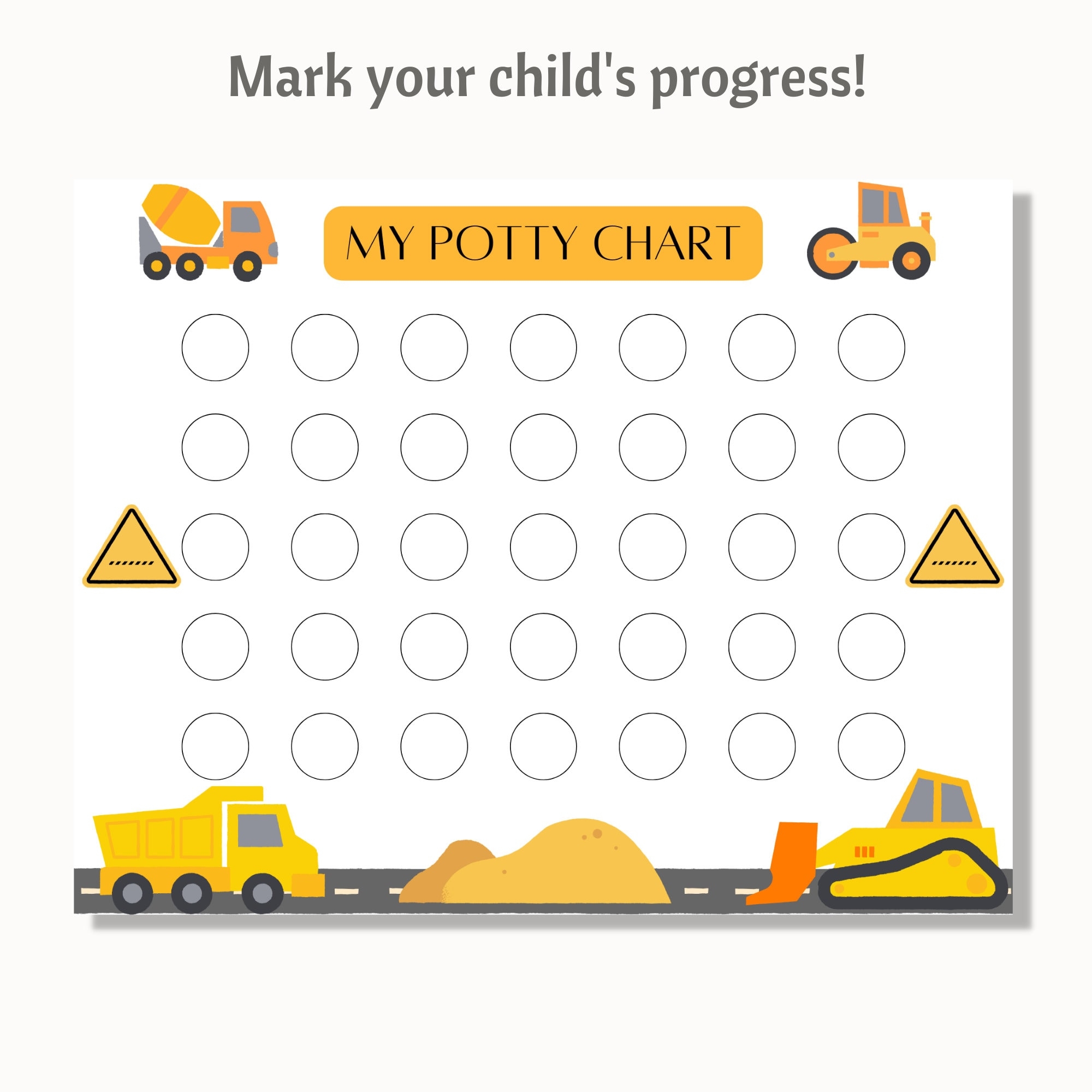 Printable Potty Training Chart Construction Truck Sticker Chart Construction Potty Chart Boy Toilet Training Preschool Reward Chart Etsy Australia