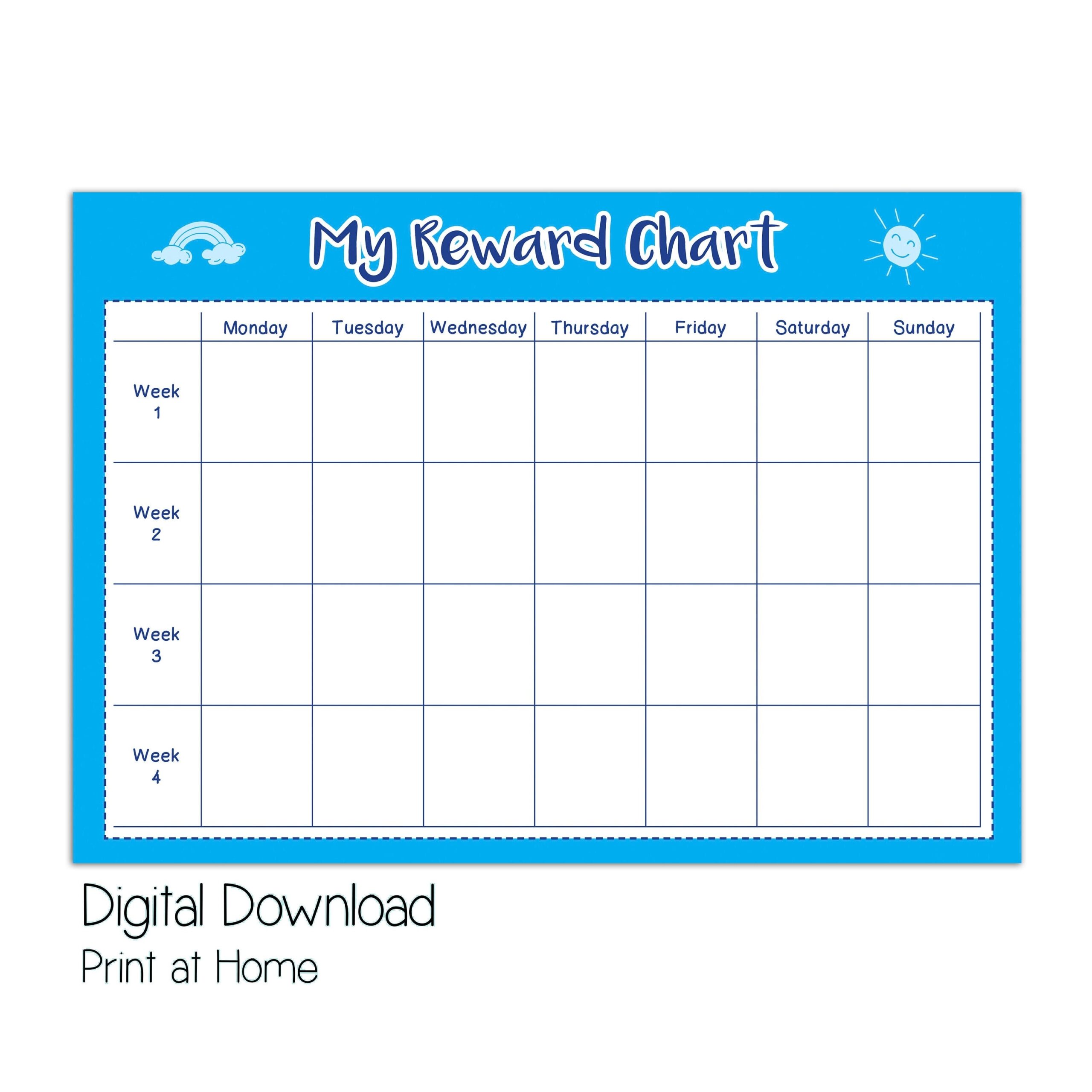 Printable Reward Chart Kids Reward Chart Printable Boys Reward Chart Good Behaviour Reward Toddler Reward Chart Simple Reward Chart