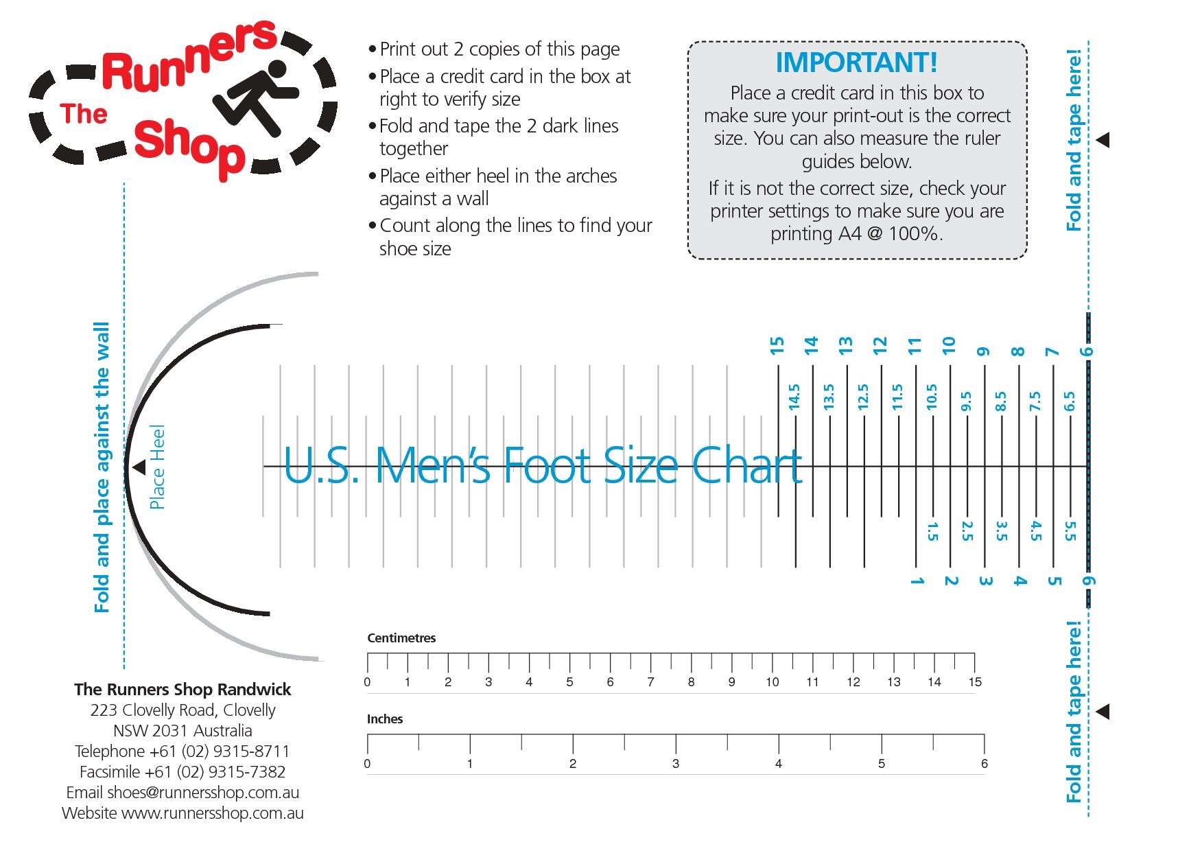 Foot Measurement Chart Printable Uk
