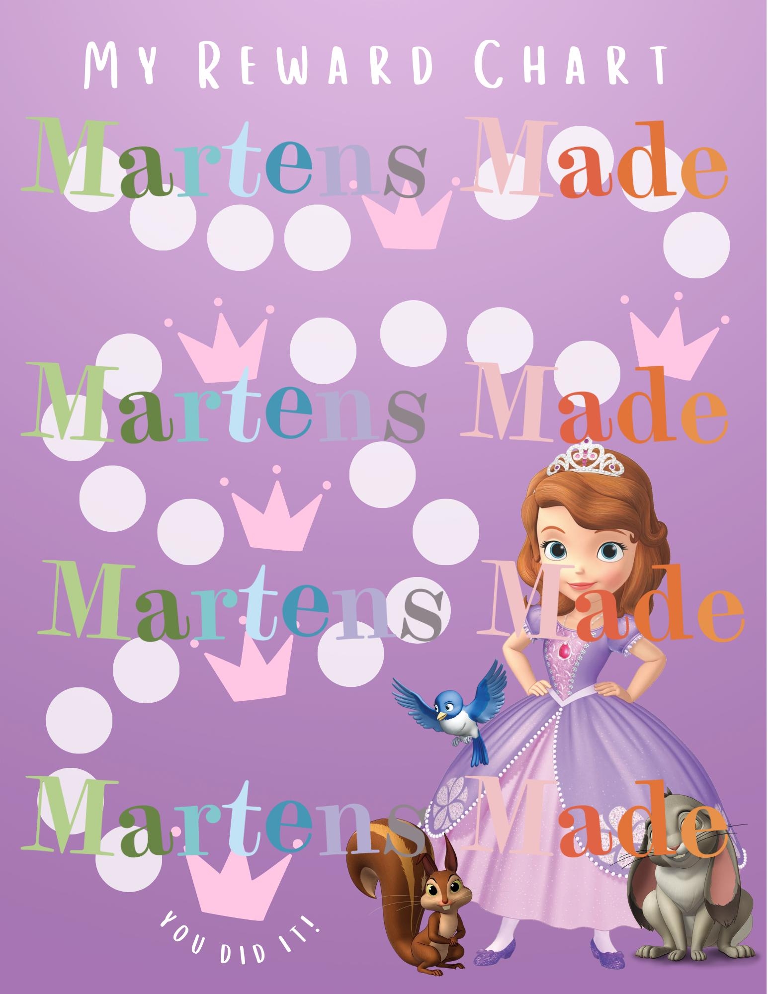 Printable Sofia The First inspired Reward Chart Instant Download Kids Routine Sticker Chart Etsy
