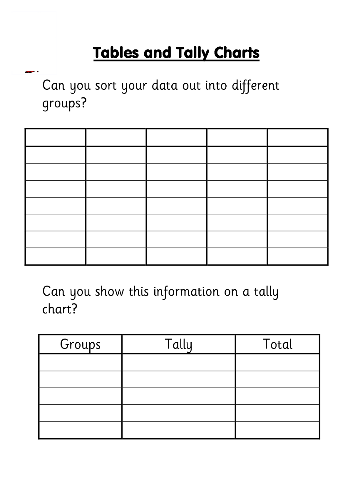 Blank Printable Tally Chart