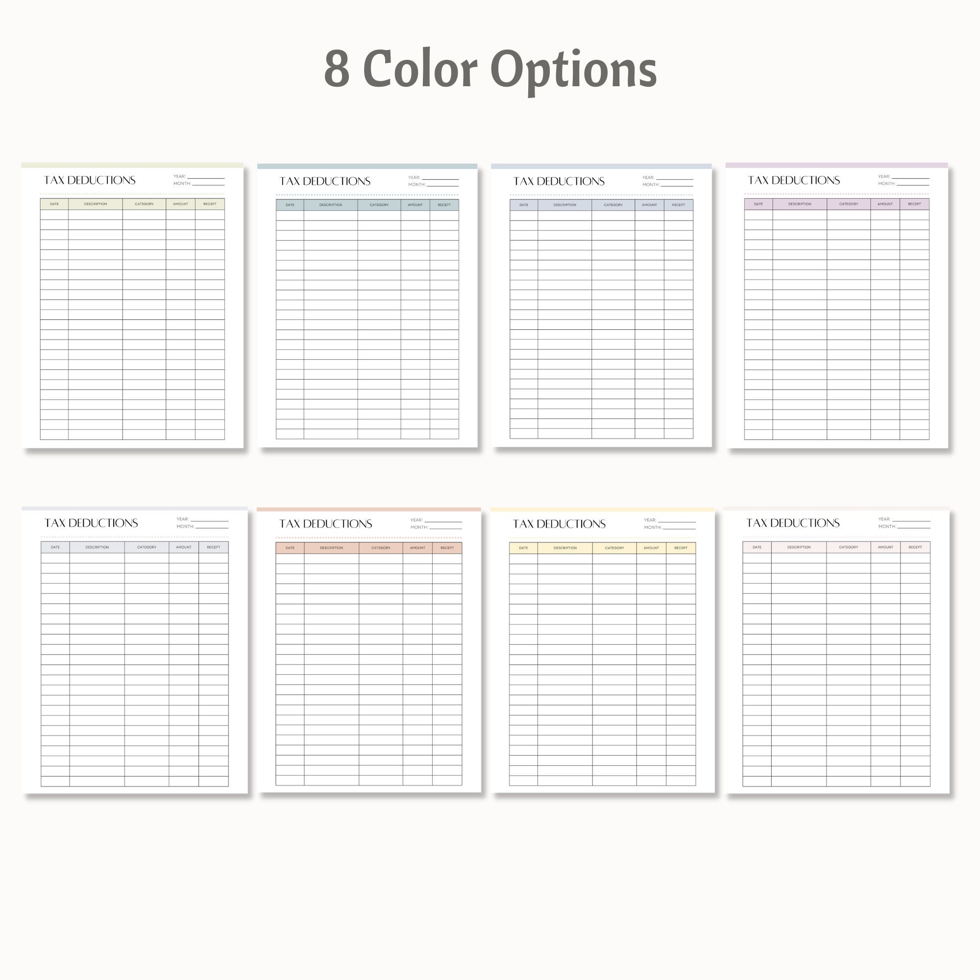 Printable Tax Deduction Tracker Tax Deduction Log Business Tax Log Online Sales Tax Form Financial Planner Instant Download PDF Etsy
