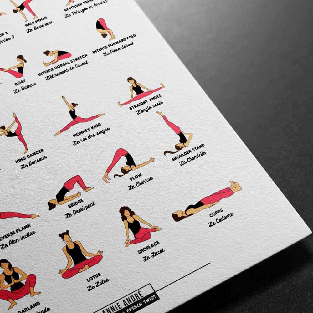 Printable Yoga Pose Chart 39 Illustrated Asanas In French English