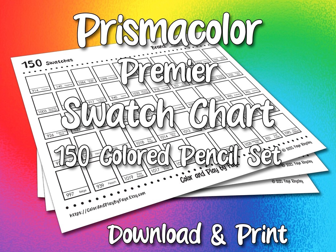 Prismacolor 150 Swatch Chart For Premier Colored Pencil Set DIY Printable PDF Color Chart Swatch Page US Letter A4 Size Paper Etsy
