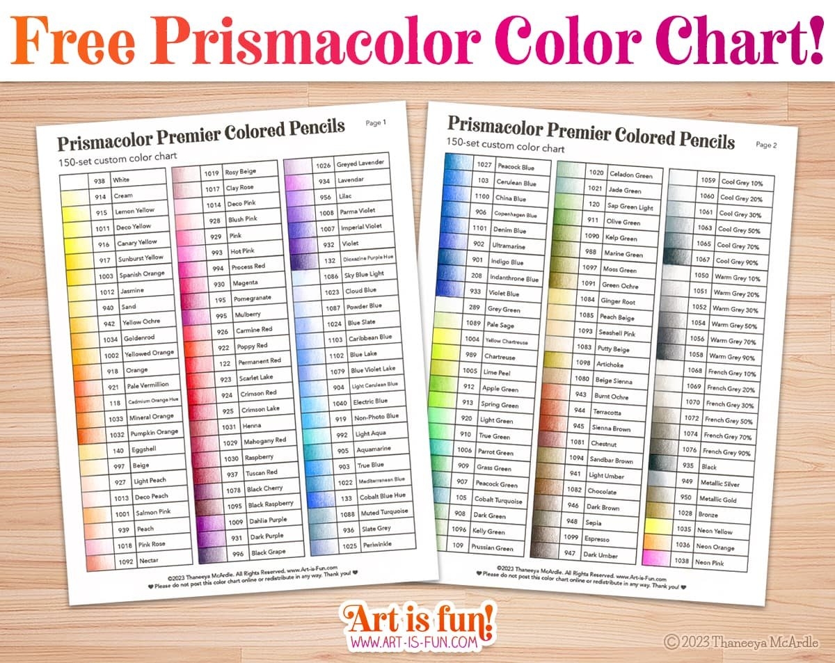 Prismacolor Colored Pencils Blank Color Chart For Set Of 150 Colored Pencils Art Is Fun