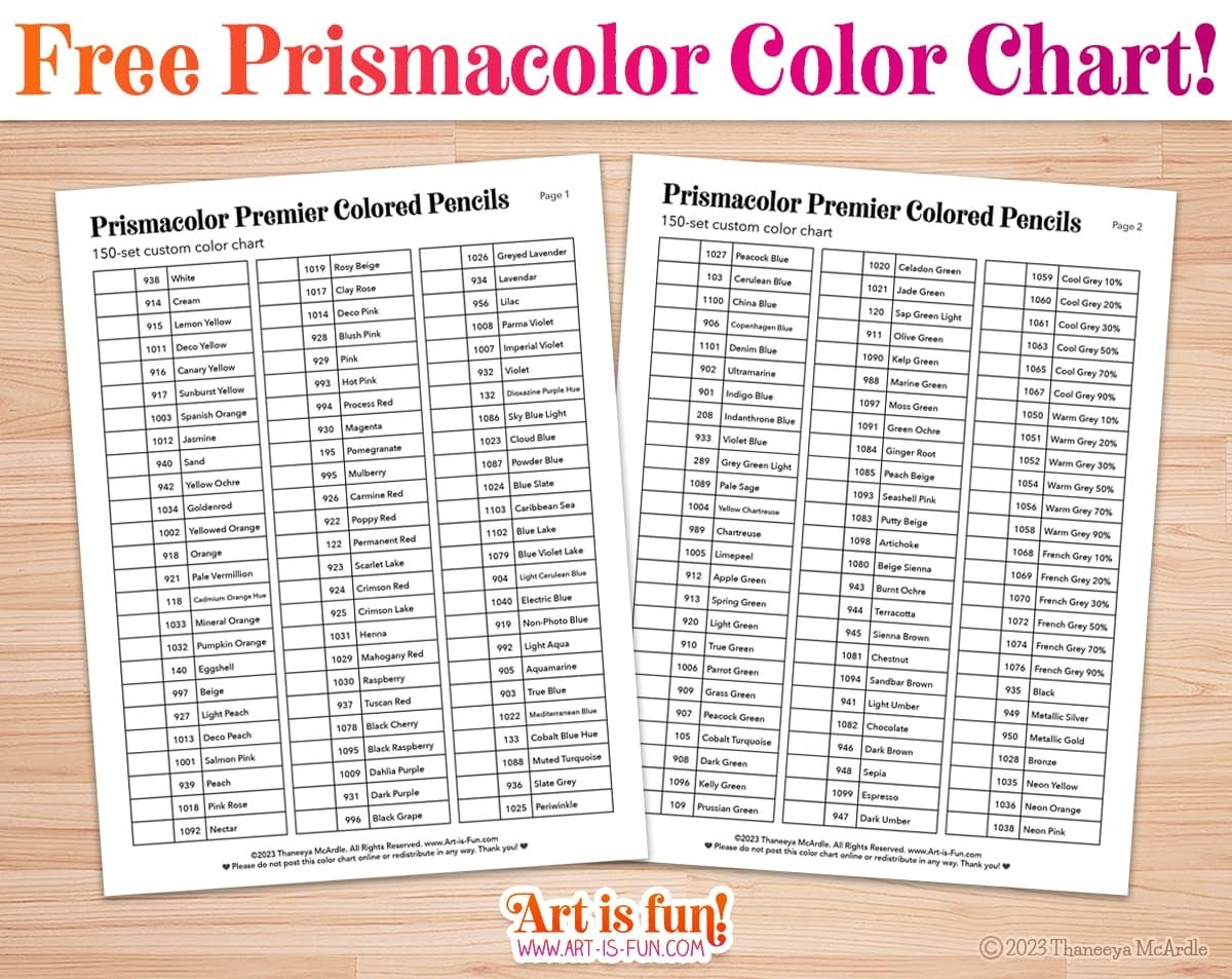 Prismacolor Colored Pencils Blank Color Chart For Set Of 150 Colored Pencils Art Is Fun
