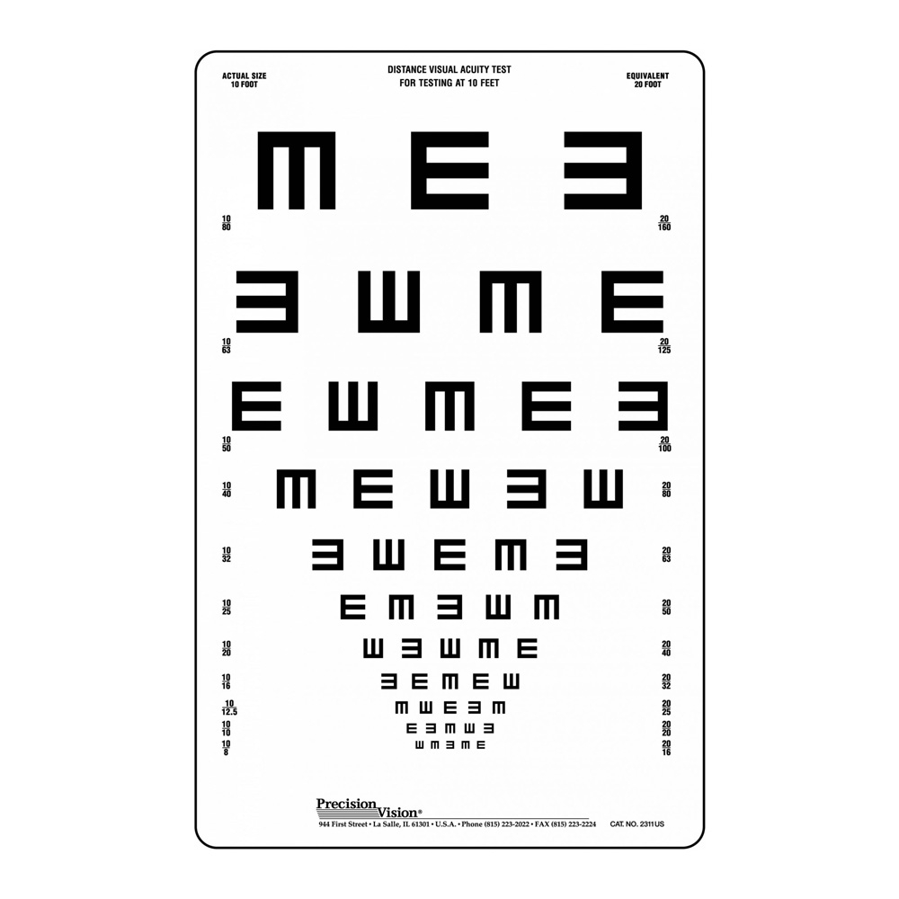Proportional Tumbling E Eye Chart For Multilingual Illiterate Vision Testing Optometry Equipment