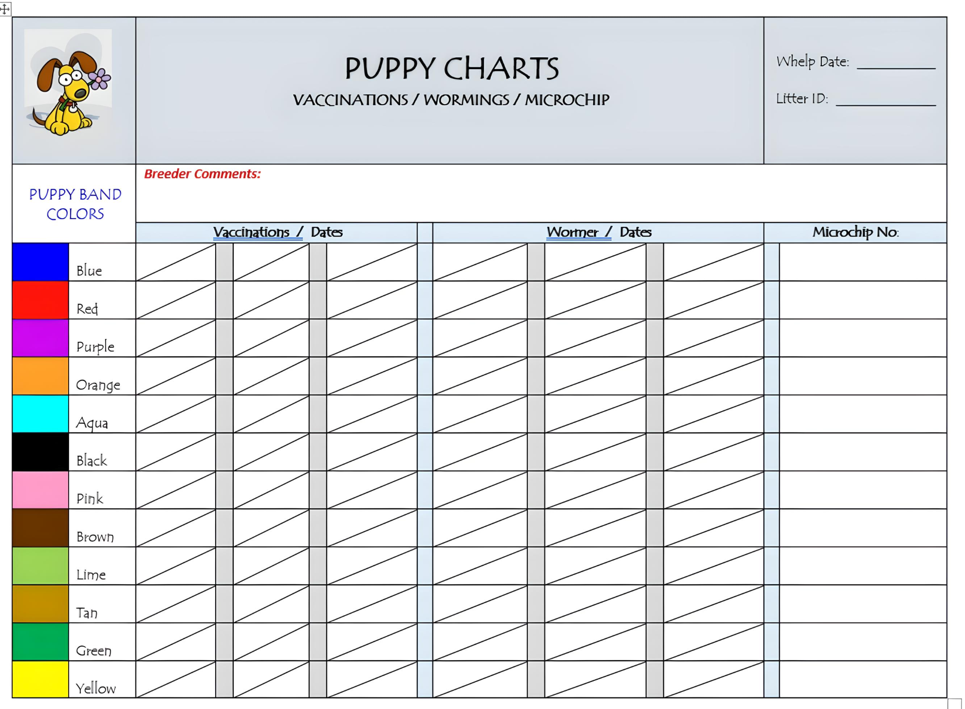 Puppy Charts Puppy ID Bands Litter Collars Puppies In Bloom Promo PuppyLove Puppy Charts Puppy ID Bands Litter Collars Puppies In Bloom Promo PuppyLove