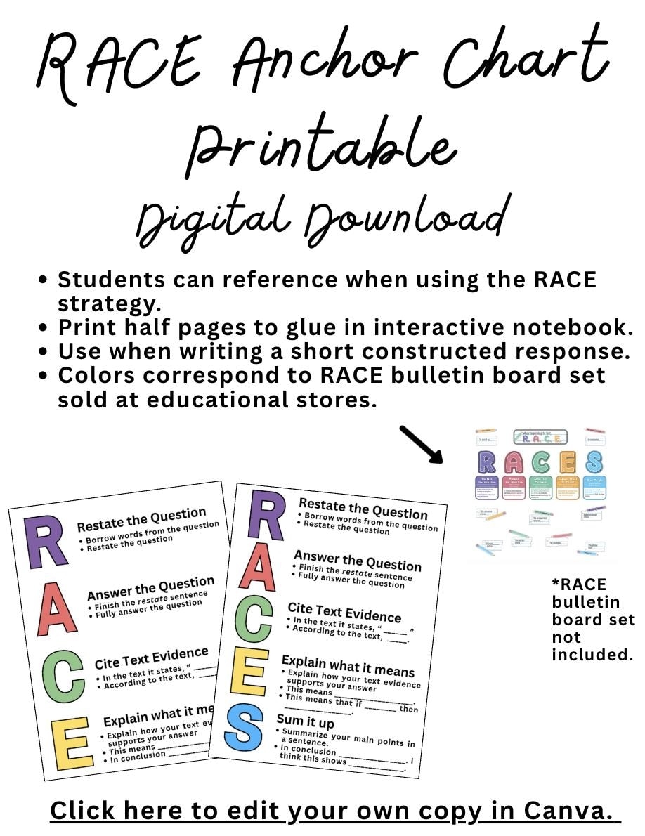Race Anchor Chart Etsy Race Anchor Chart Etsy