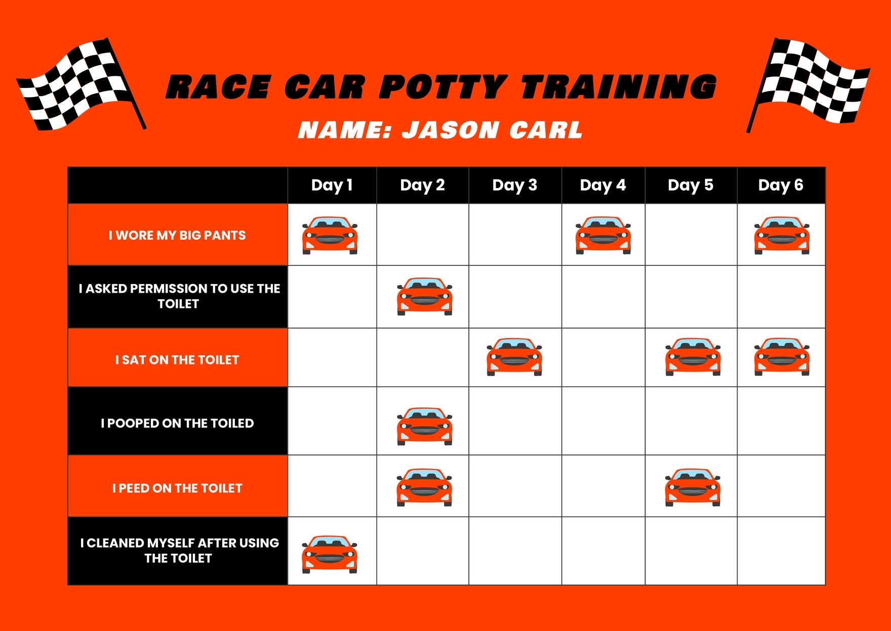 Race Car Potty Training Chart In Illustrator PDF Download Template Race Car Potty Training Chart In Illustrator PDF Download Template