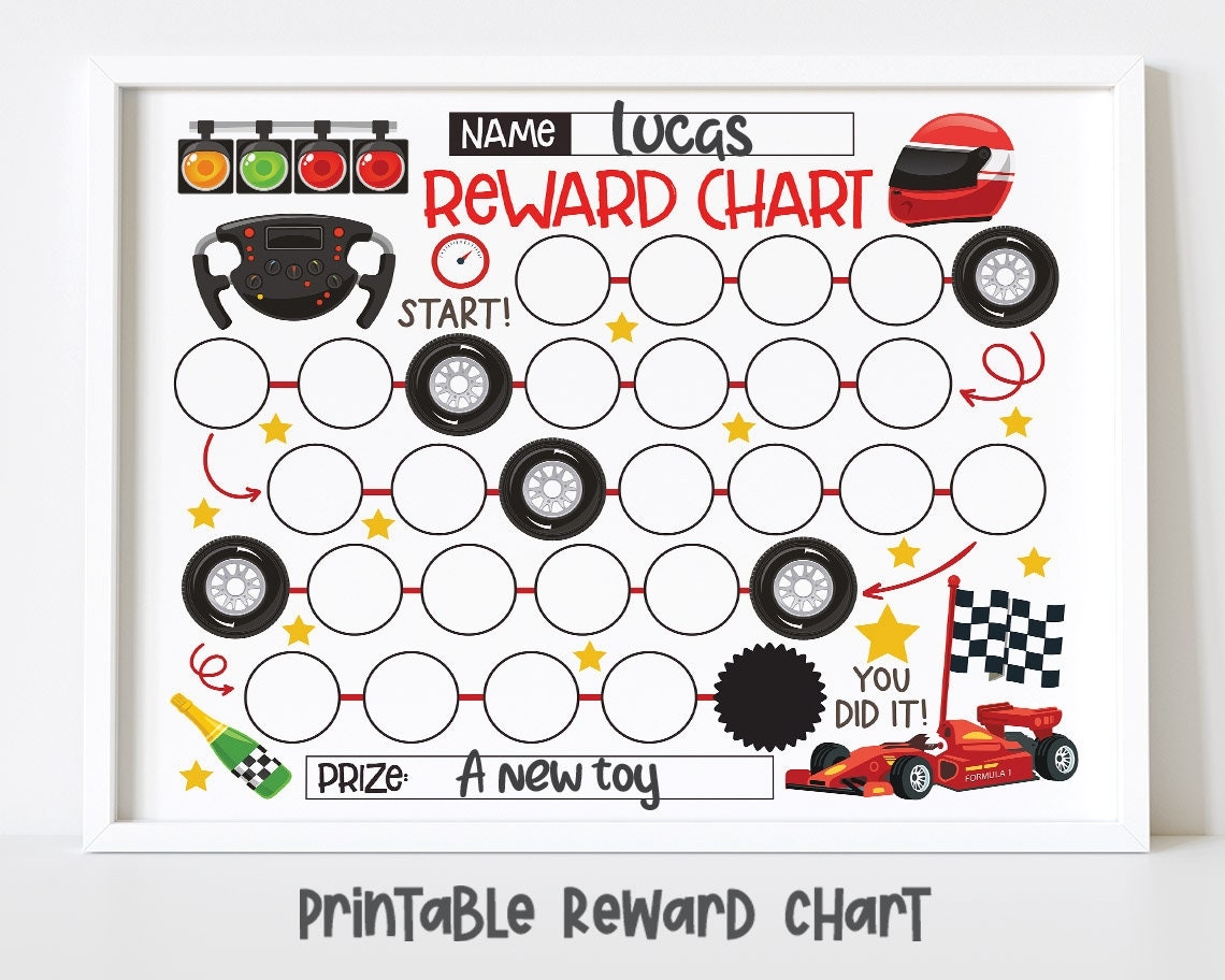 Race Car Reward Chart For Kids instant Download Etsy