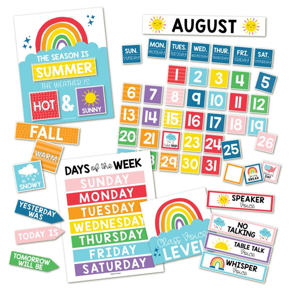 Rainbow Circle Time Bulletin Board Calendar For Classroom HDDX004BC7KLB Hadley Designs Llc Calendars
