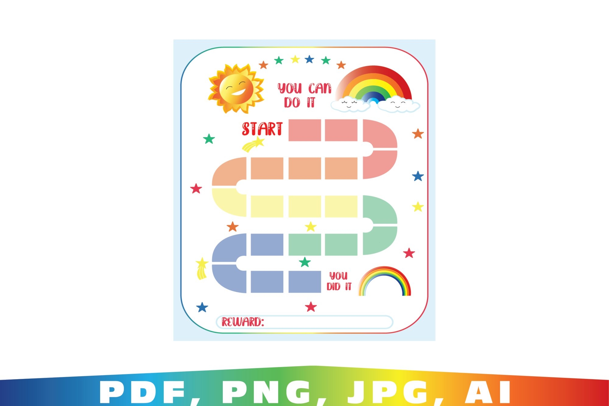 Rainbow Reward Chart Printable Rainbow Behavior 2350909 