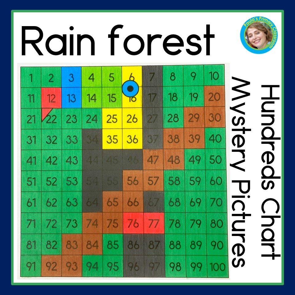 Rainforest Animals 100s Chart Hundreds Charts 100 Chart Mystery Pictures Made By Teachers