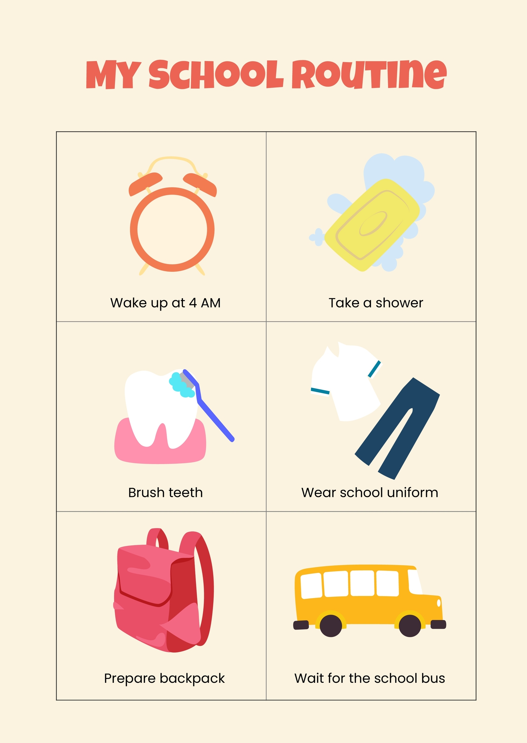 Ready For School Routine Chart For Kids In Illustrator PDF Download Template Ready For School Routine Chart For Kids In Illustrator PDF Download Template