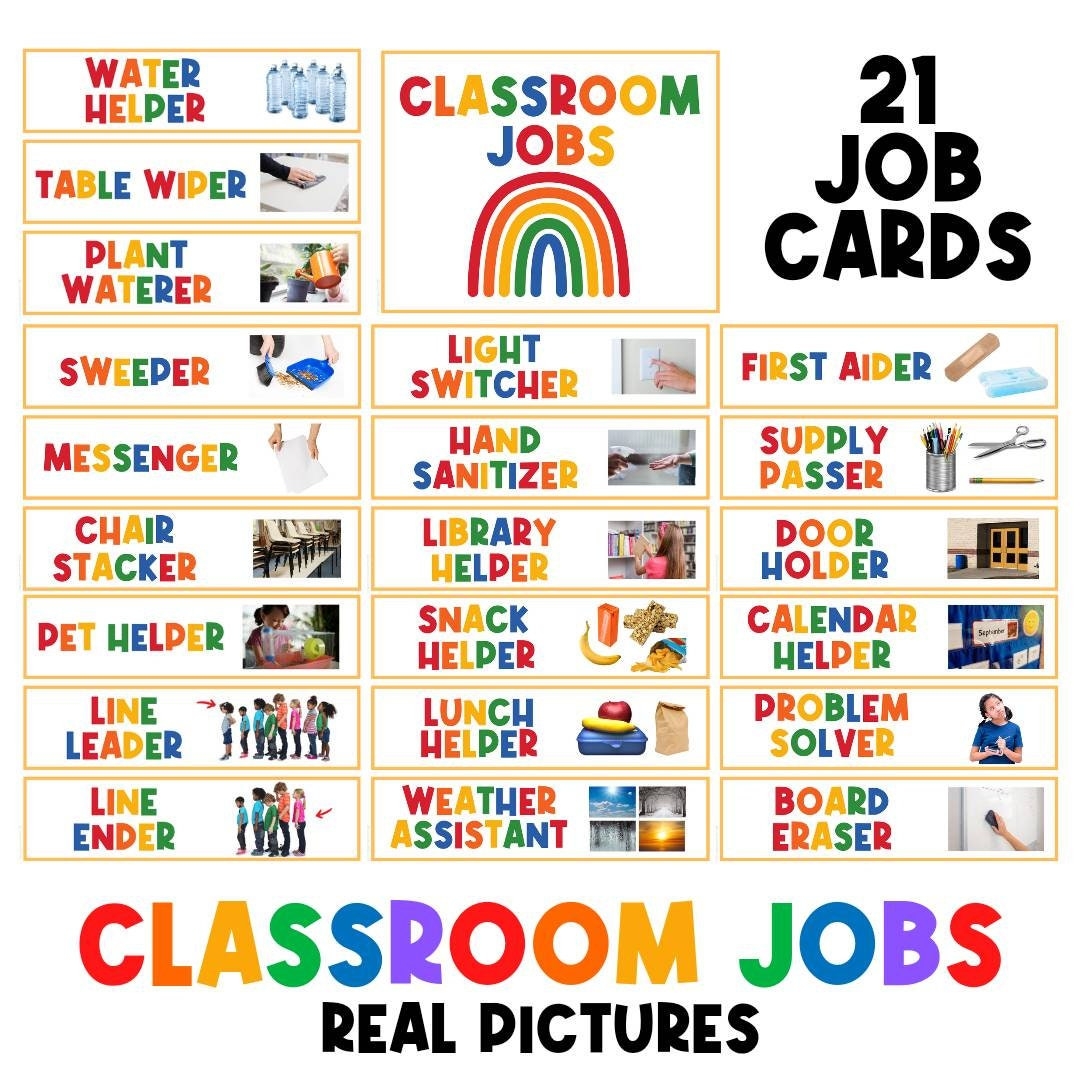 REAL PICTURES Classroom Jobs Classroom Visual Task Card Classroom Decor Daily Routine Chart Daycare Classroom Printable Teacher Etsy