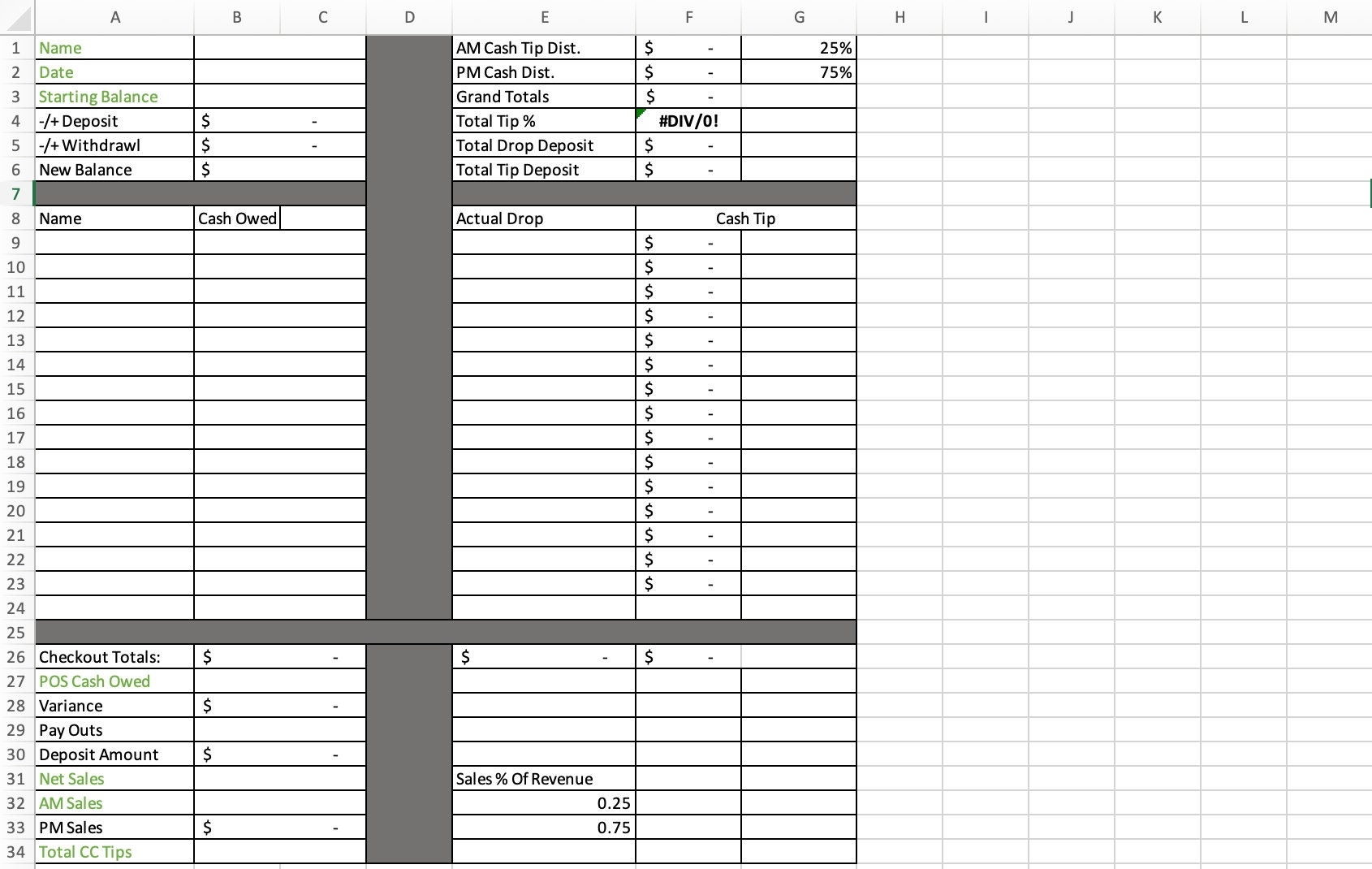 Printable Restaurant Tip Chart Printable Restaurant Tip Chart