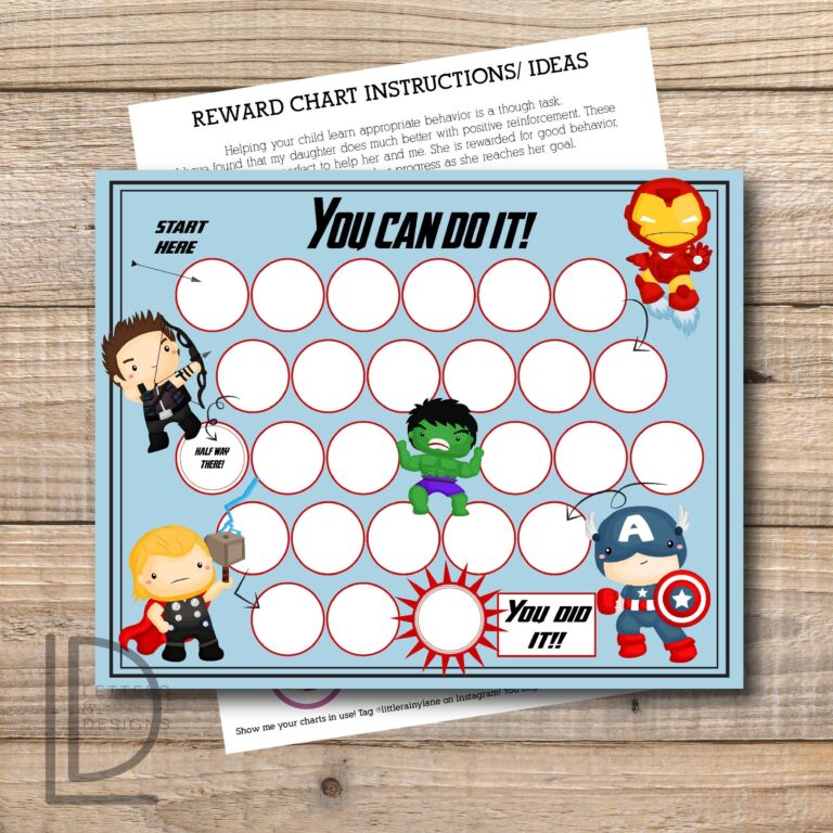 Reward Chart Super Hero Reward Chart Printable Instant Download Printable Etsy